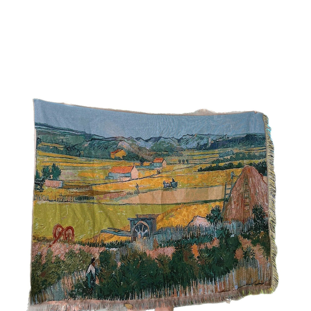 Artistic Woven Landscape Throw Blanket
