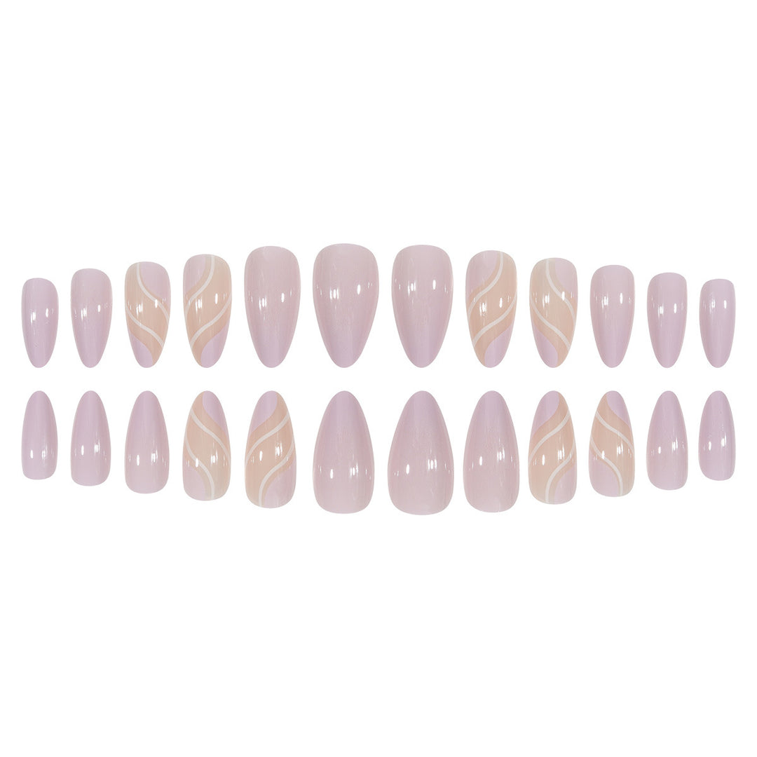 Elegant Stiletto Press-On Nails with Artistic Swirl Design Stornfield