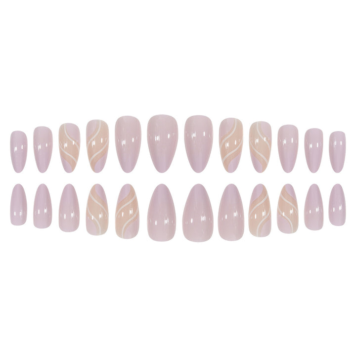Elegant Stiletto Press-On Nails with Artistic Swirl Design Stornfield