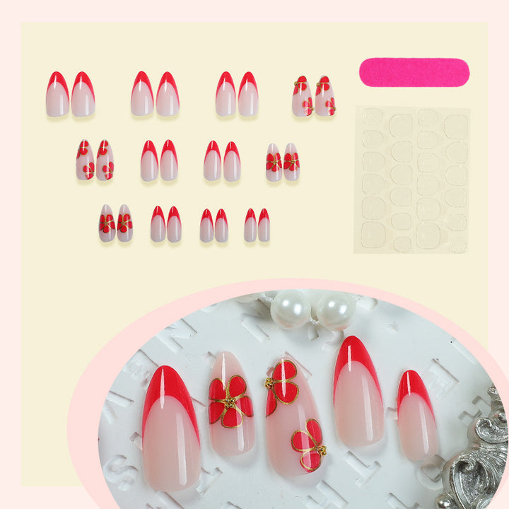 Artistic Press-On Nail Set with Floral and Ombre Design Stornfield 1788496157