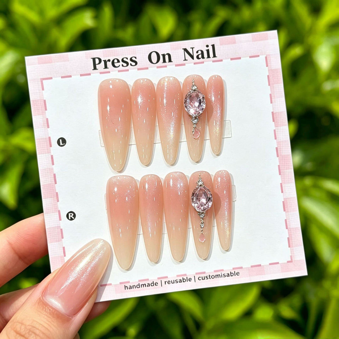 Artistic Press-On Nail Set with Tropical and Floral Accents