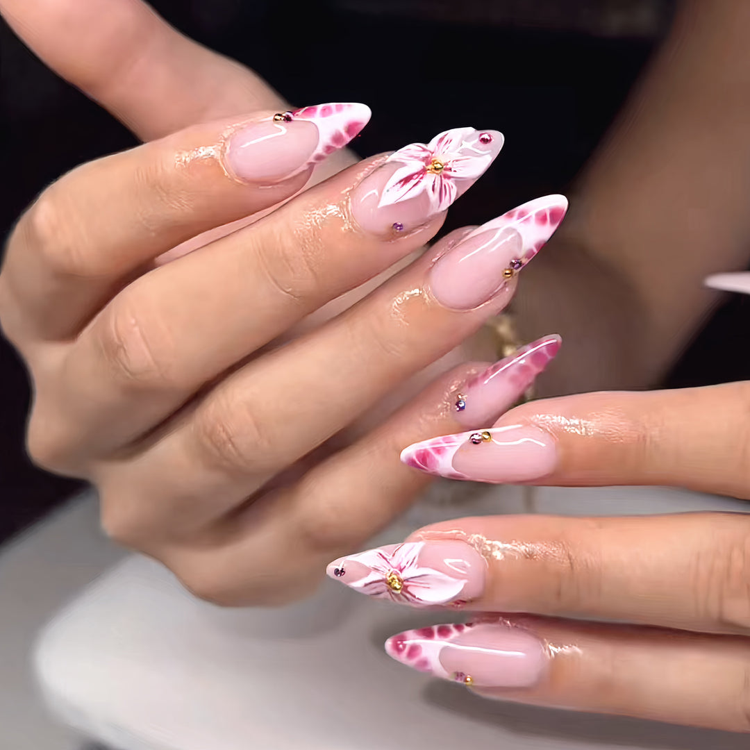 Floral Design Stiletto Press-On Nails Stornfield