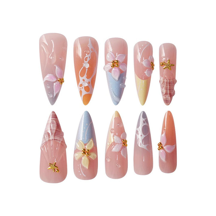 Artistic Floral Nail Extensions Stornfield