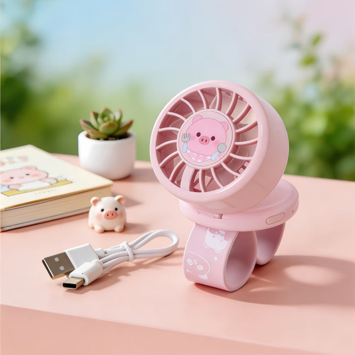 Ladies Portable Hand Fan with Childlike Design Stornfield