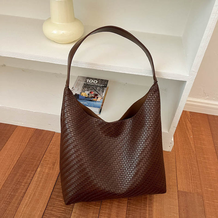 Woven Vegan Leather Hobo Bag