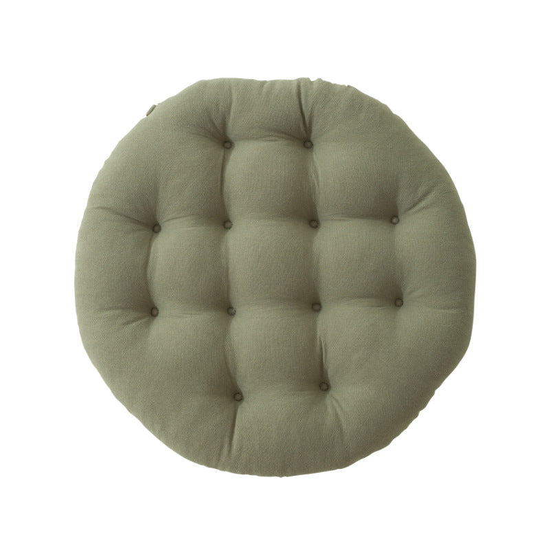 Round seat cushion with quilted tufted look and extra soft padding