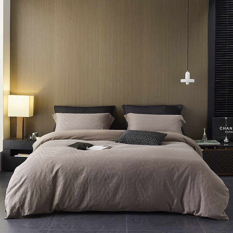 Washed Cotton-Linen Textured Duvet Cover Set with Matelassé Finish and Pillow Shams