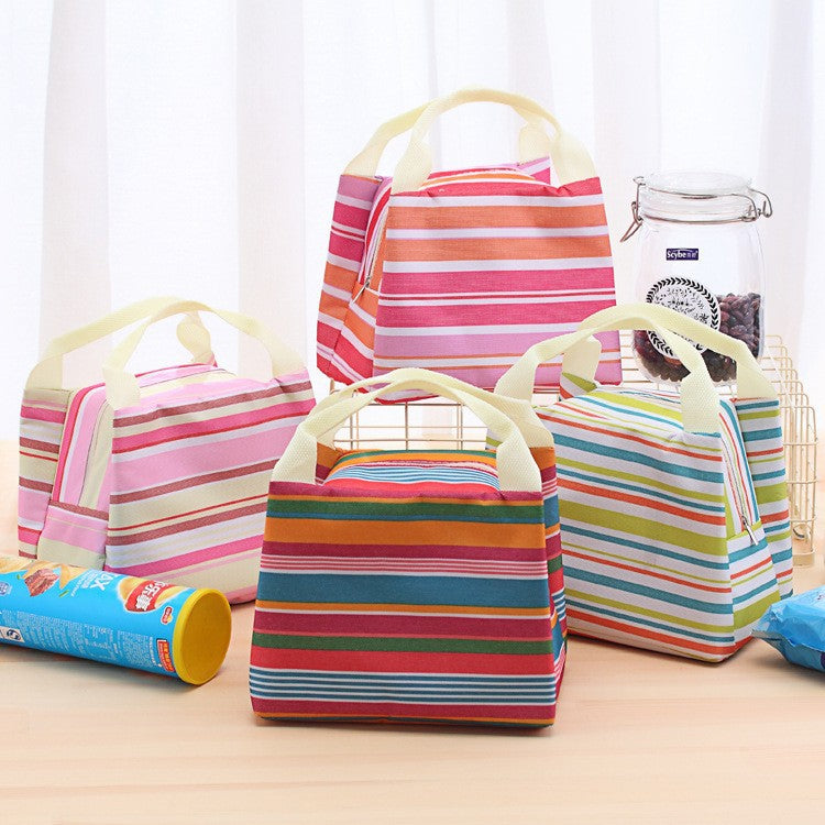 Insulated Lunch Tote with Stylish Stripes