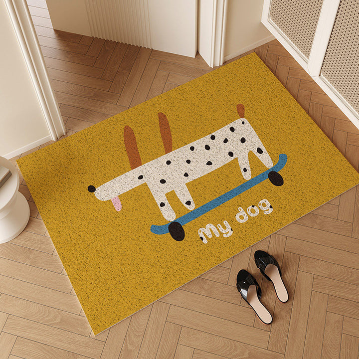 Playful Cartoon Dog-Themed Entrance Mat