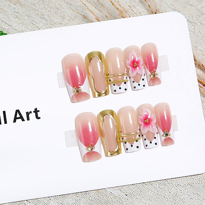 Artistic 3D Nail Tips with Floral Accents Stornfield