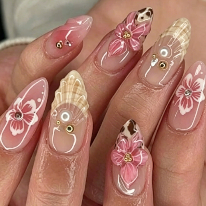 Artistic Floral Nail Enhancements Stornfield