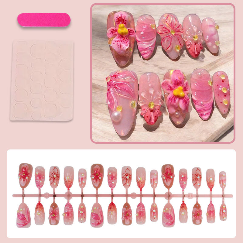 Artificial nail set with exquisite floral and 3D decorations Stornfield