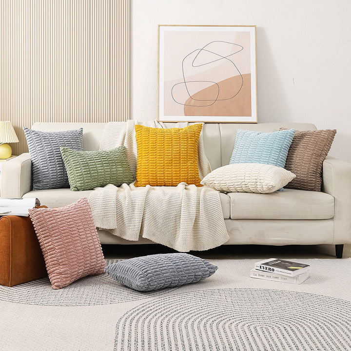 Decorative Chenille Ribbed Grid Throw Pillow Cover