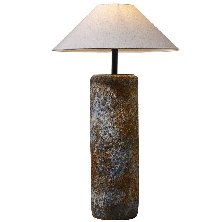 Rustic Stone and Fabric Table Lamp