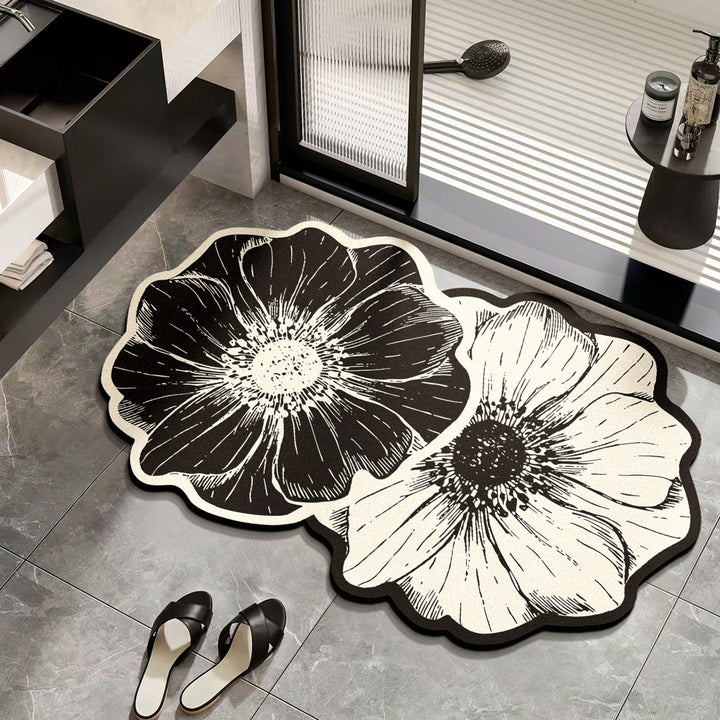 Floral Design Bathroom Mat