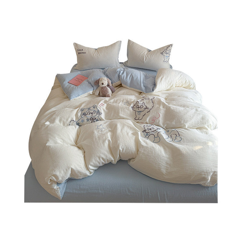 Printed Cotton Duvet Cover and Pillowcase Set