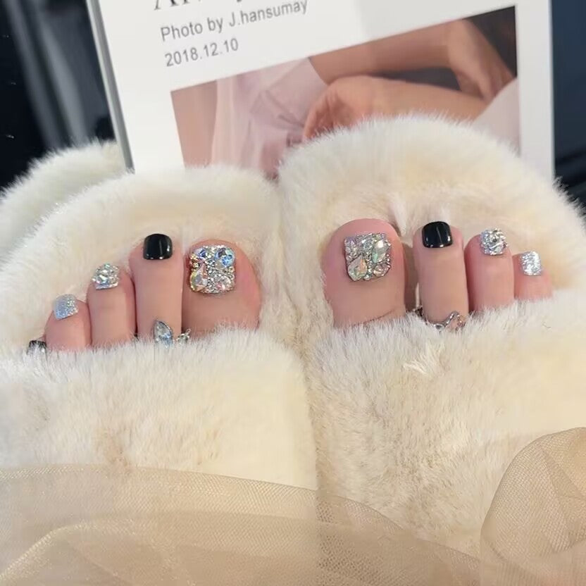 Shimmering Crystal-Embellished Press-On Toenails Stornfield