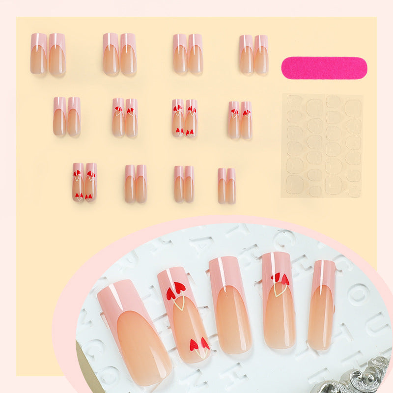 Artistic Press-On Nail Set with Heart Design Stornfield