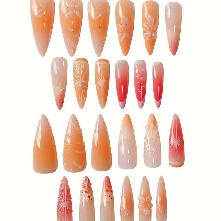 Artistic Floral Stiletto Nail Enhancements Stornfield