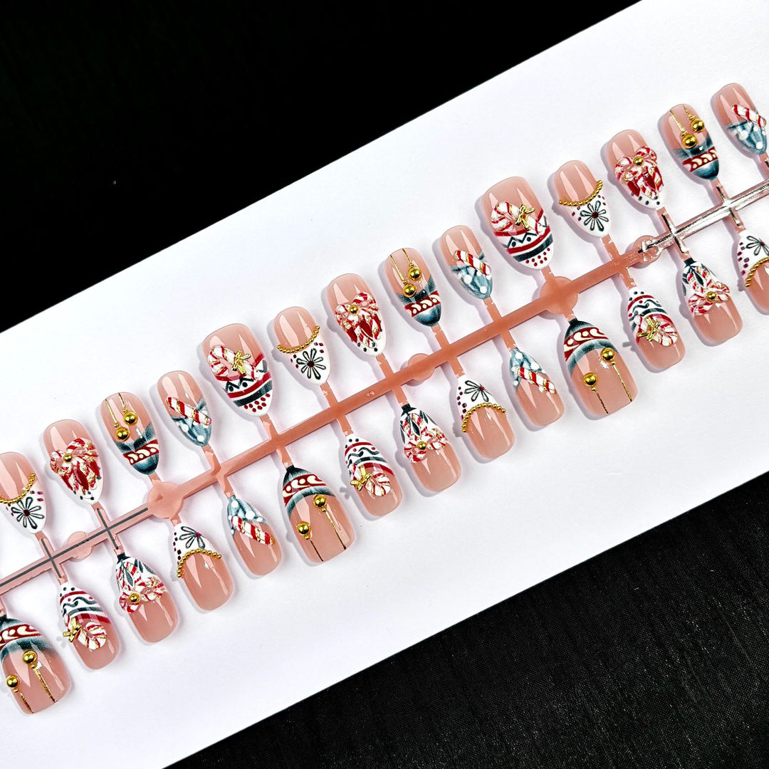 Artistic Decorative Press-On Nail Design