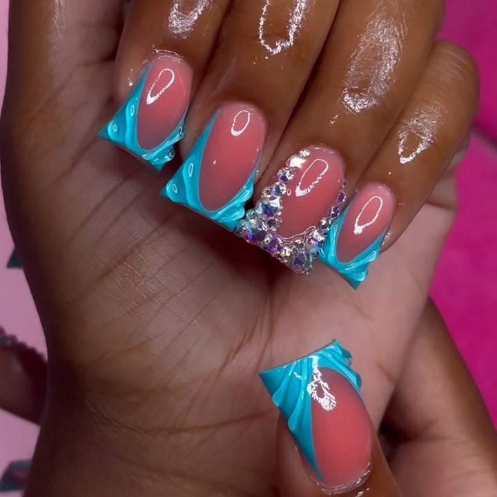 Decorative Press-On Nail Art Extensions with Rhinestone Accents Stornfield