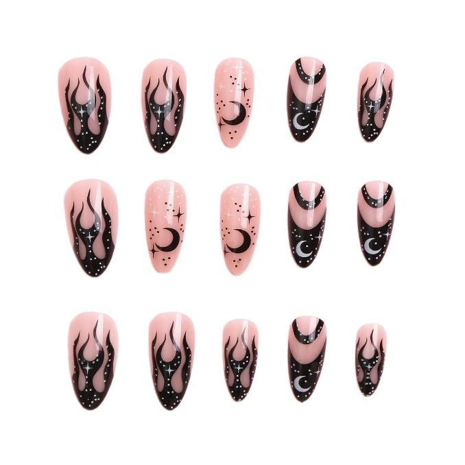 Artistic Moon-Themed Nail Art Enhancements Stornfield