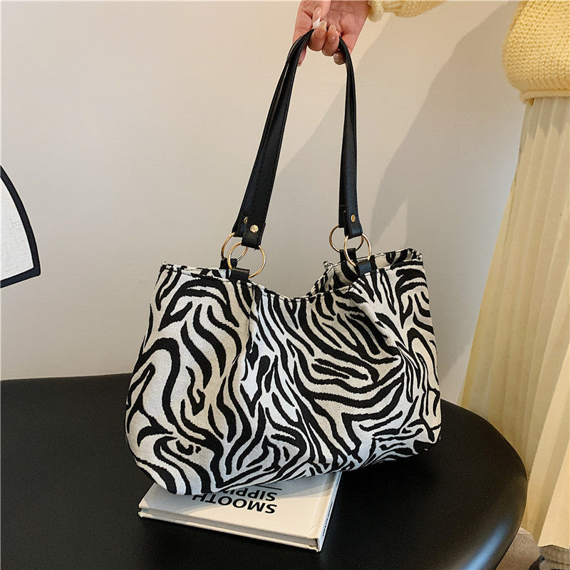 Stylish Zebra Print Canvas Tote Bag Stornfield
