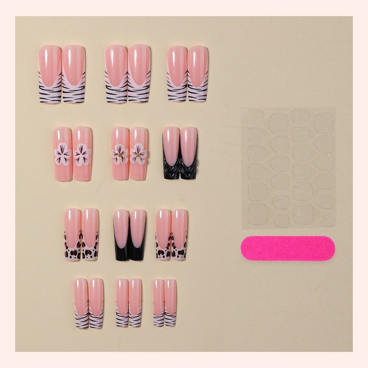 Nail art set with floral and marbled designs Stornfield