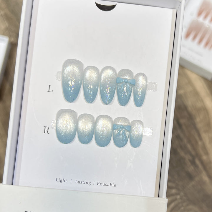 Sparkling Press-On Nail Art Set with Bow Accents Stornfield