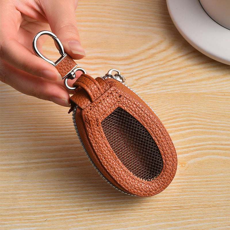 Textured Leather Coin Pouch with Clip Stornfield