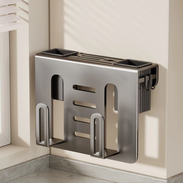 Wall-Mounted Stainless Steel Kitchen Cutting Board and Lid Organizer Rack