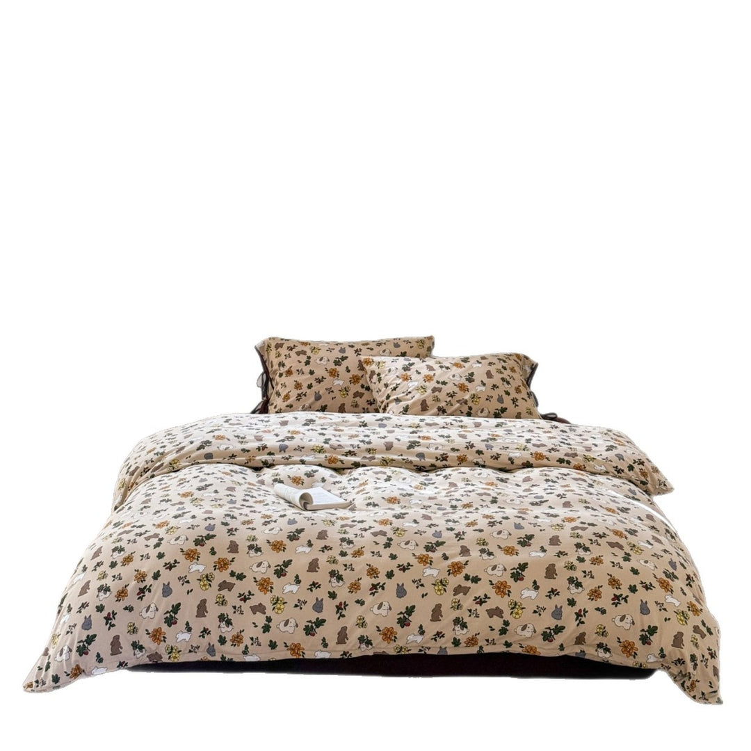 Cotton Percale Duvet Cover Set with Corner Ties and Pillowcases