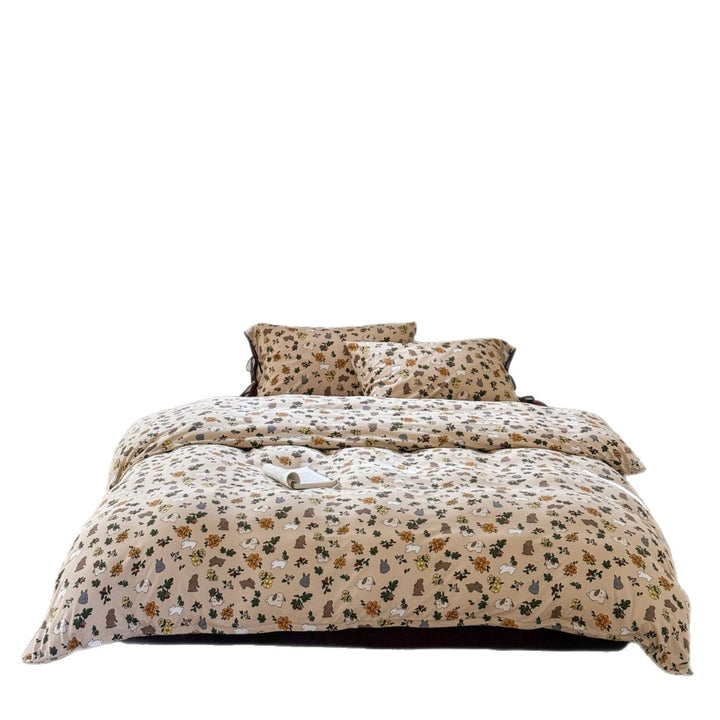 Cotton Percale Duvet Cover Set with Corner Ties and Pillowcases