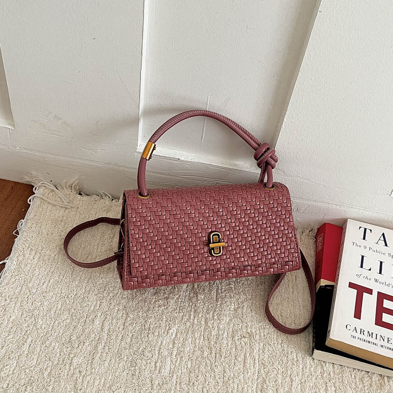 Woven Leather Crossbody Satchel