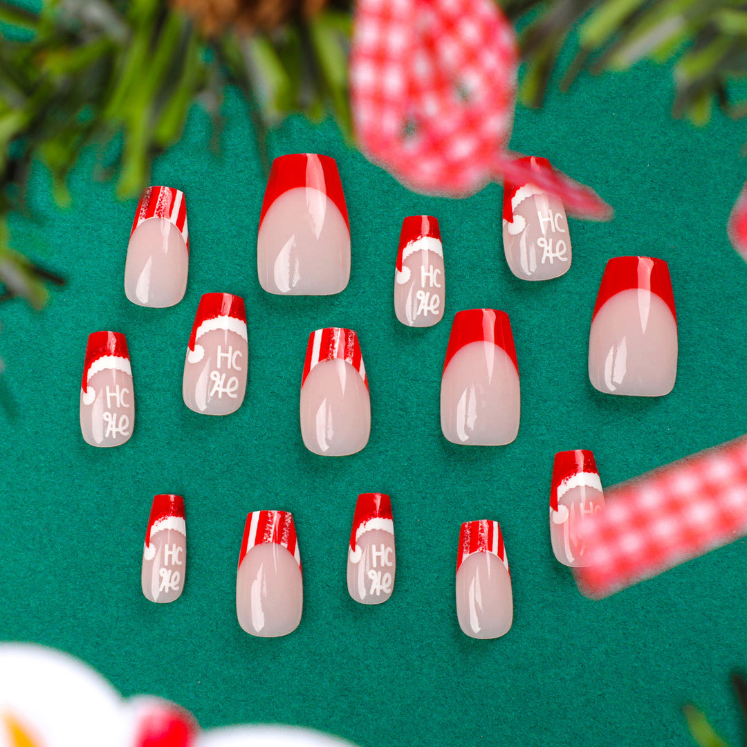 Artificial nail extensions in festive Christmas design Stornfield