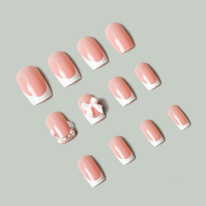 Elegant Floral Bow Nail Art Set