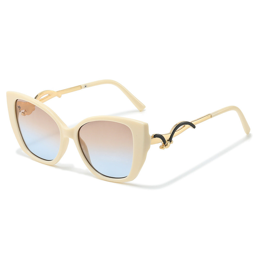 Oversized Geometric Cat-Eye Sunglasses with Gold Accents Stornfield