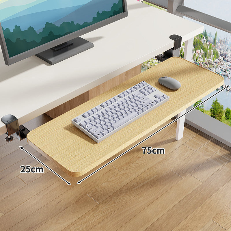 Clamp-Mounted Under-Desk Adjustable Bamboo Keyboard Tray