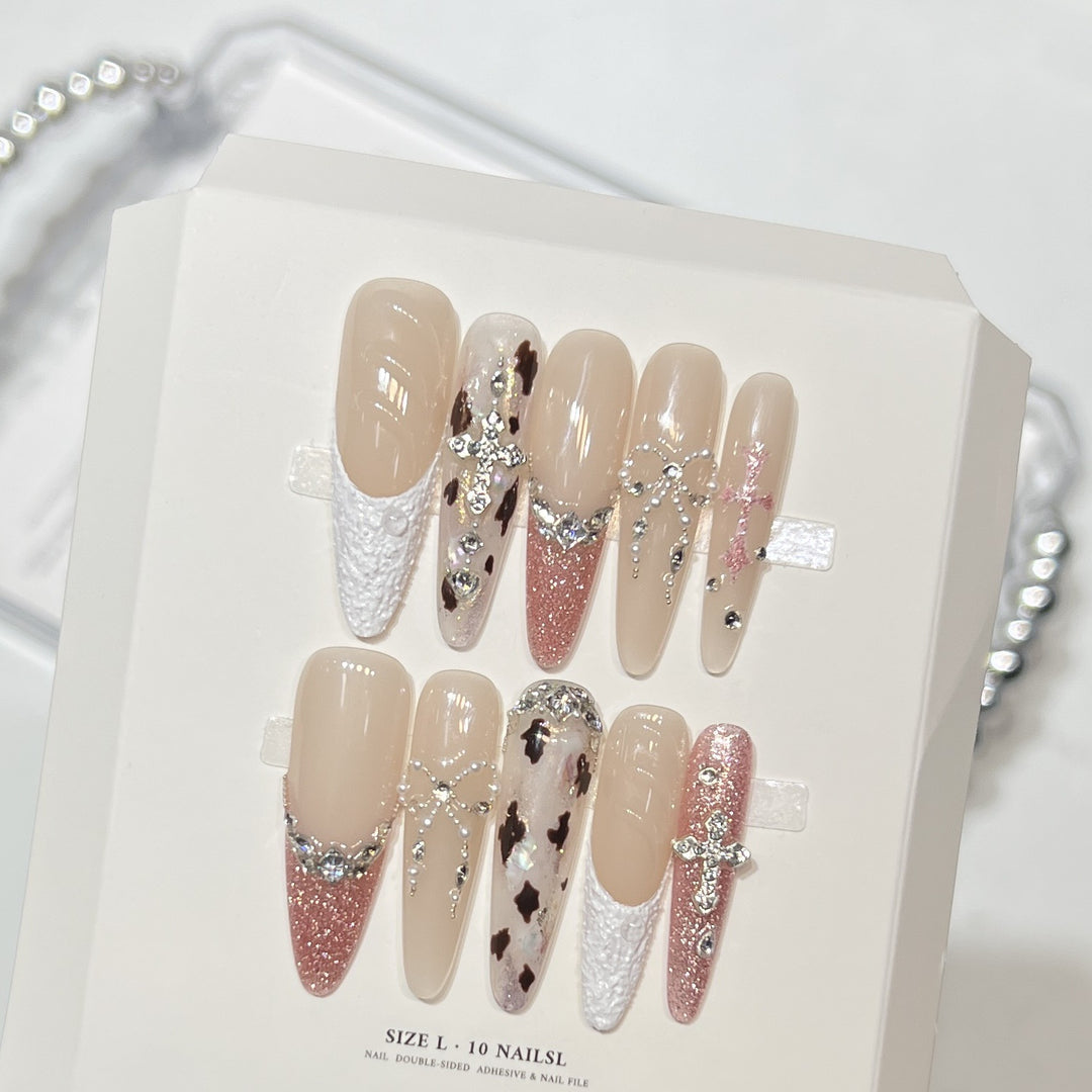 Decorative Long Stiletto Press-On Nail Set