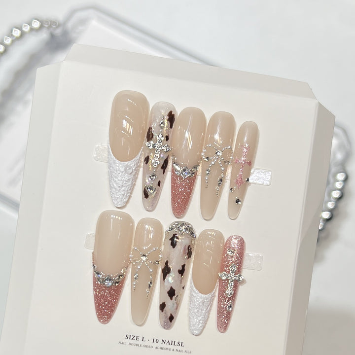 Decorative Long Stiletto Press-On Nail Set