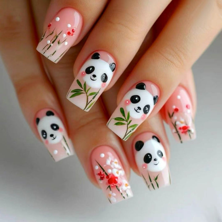 Panda-Themed Nail Art Extensions Stornfield