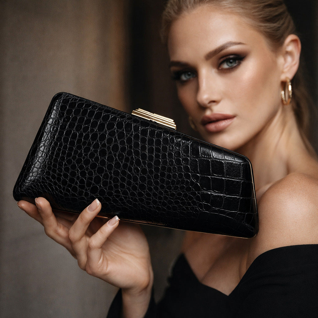 Faux Leather Snakeskin Evening Clutch