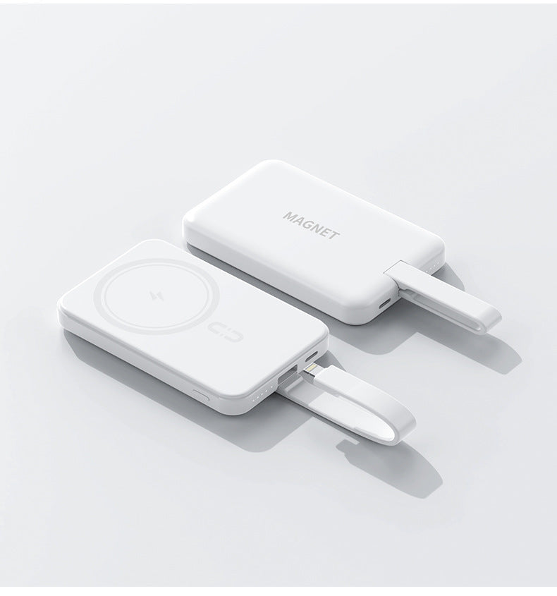 Magnetic power bank with wireless charging function and integrated cable system Stornfield