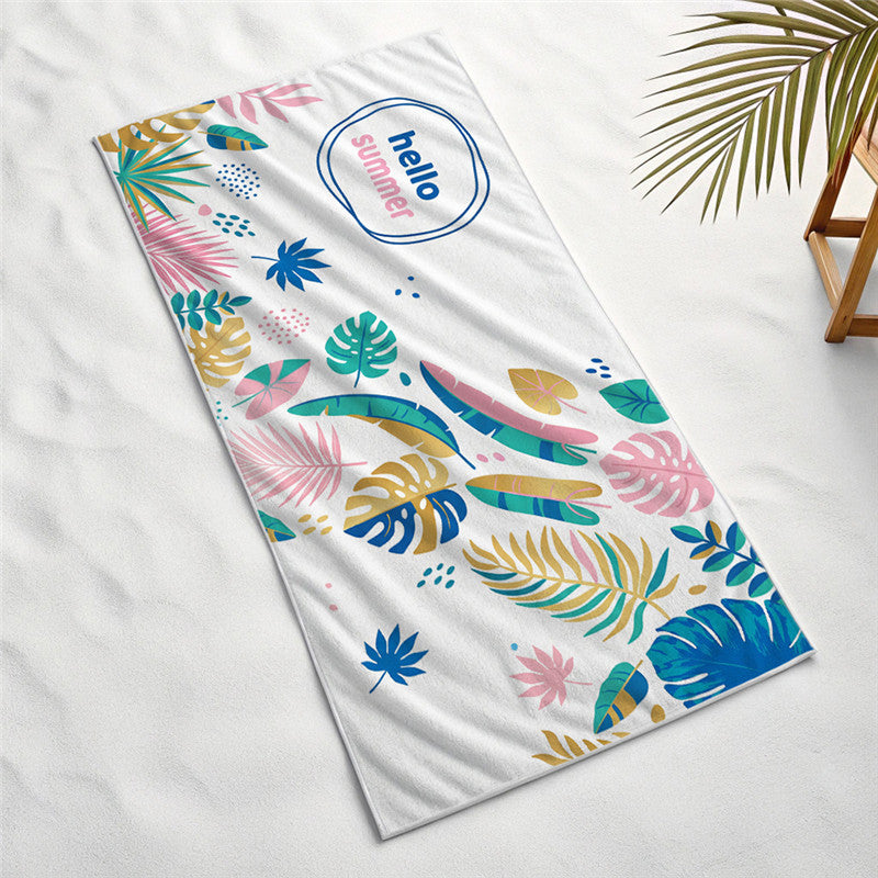 Large Microfiber Quick-Dry Tropical Leaf Print Beach Towel