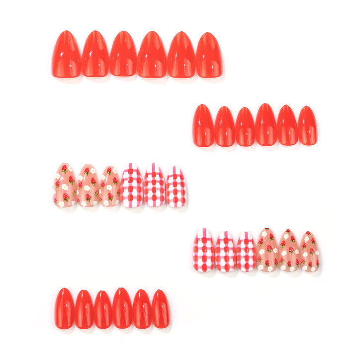 Artistic Strawberry-Themed Press-On Nail Set Stornfield