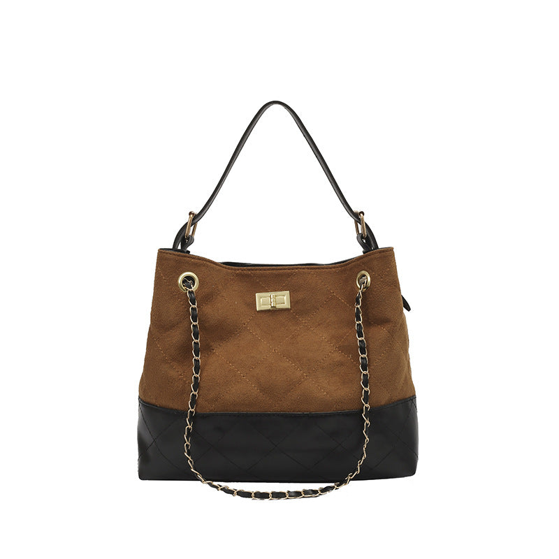 Quilted Suede Tote Bag