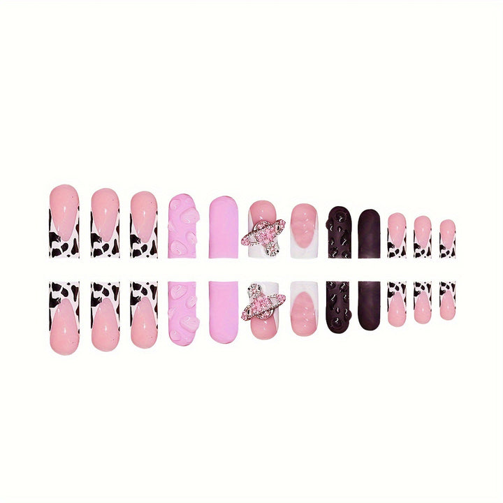 Decorative 3D Press-On Nail Art with Gemstone Accents Stornfield