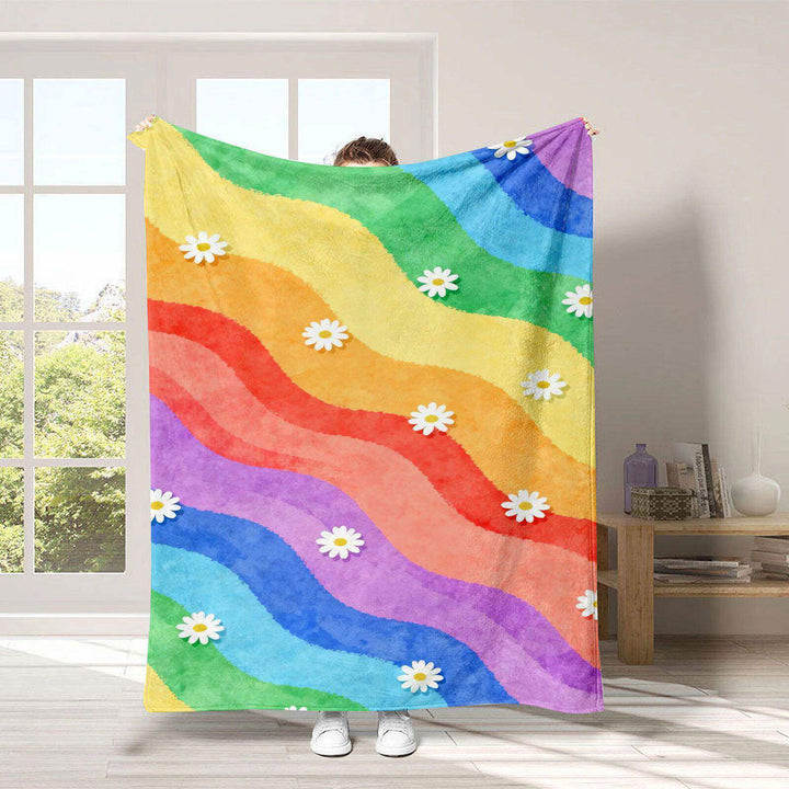 Cozy Rainbow-Themed Fleece Throw Blanket