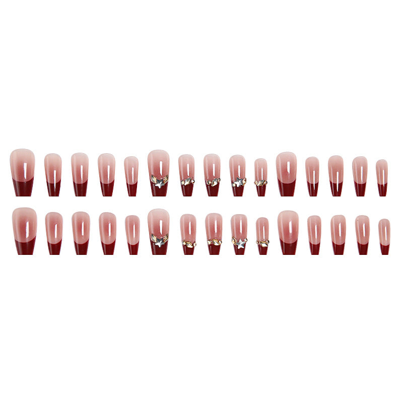 Artificial nail set with elegant glittering accents and romantic design Stornfield