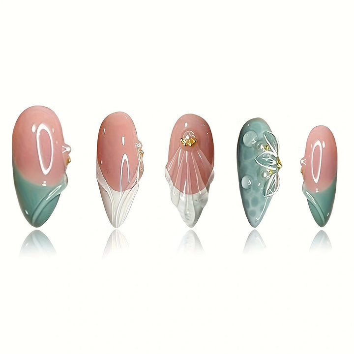 Floral-Embellished Stiletto Press-On Nails Stornfield 1787368964